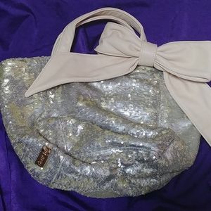 Silver & gold sm sequins & leather purse